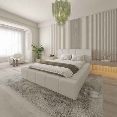 Amsterdam Haven Polsteroptik Wasserbett von OCEANDREAMS – minimalistisches Designbett in Weiß