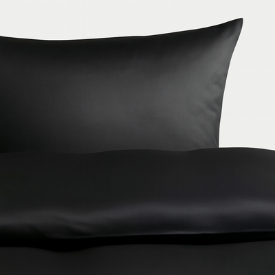 Janine Mako-Satin Bettwäsche Essential Colors von OCEANDREAMS – mercerisierter Baumwollsatin in Schwarz