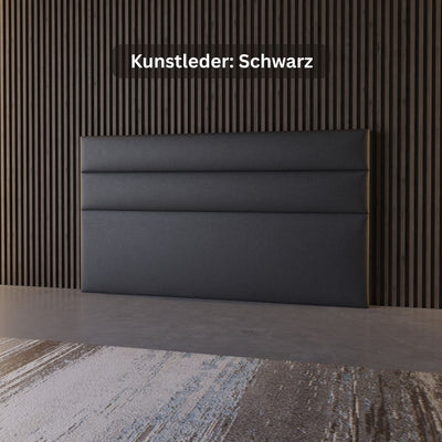 Gestreiftes Wasserbett Kopfteil in Schwarz Kunstleder – klassisches Design & hochwertige Verarbeitung | OCEANDREAMS