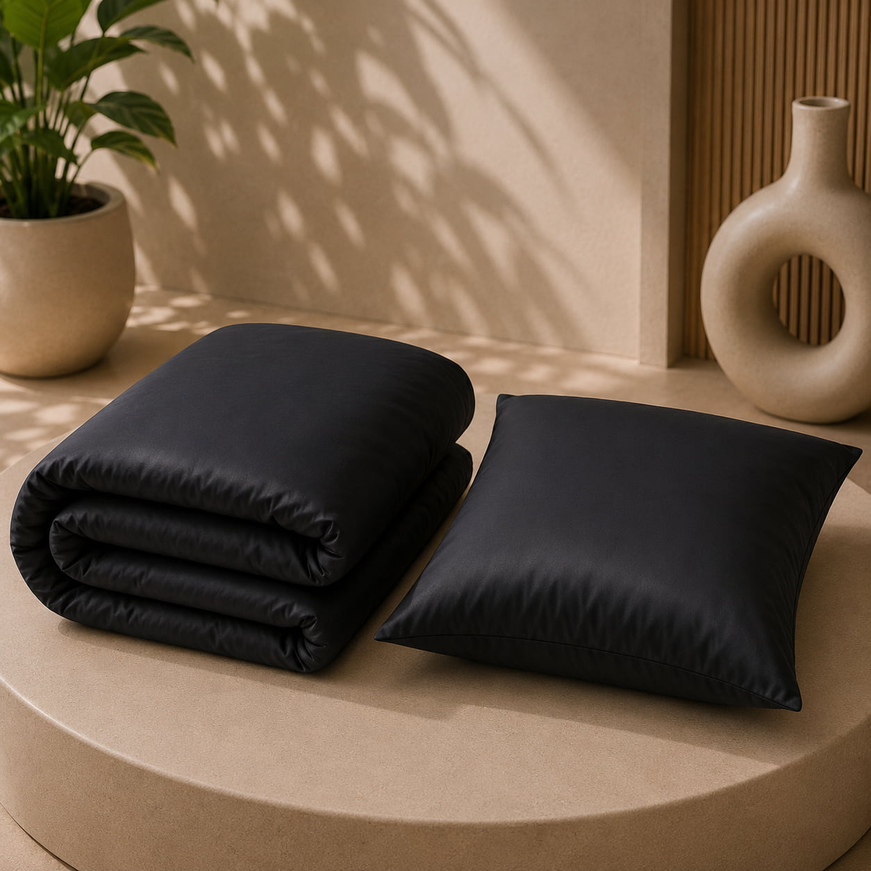 Janine Mako-Satin Bettwäsche Essential Colors von OCEANDREAMS – mercerisierter Baumwollsatin in Schwarz