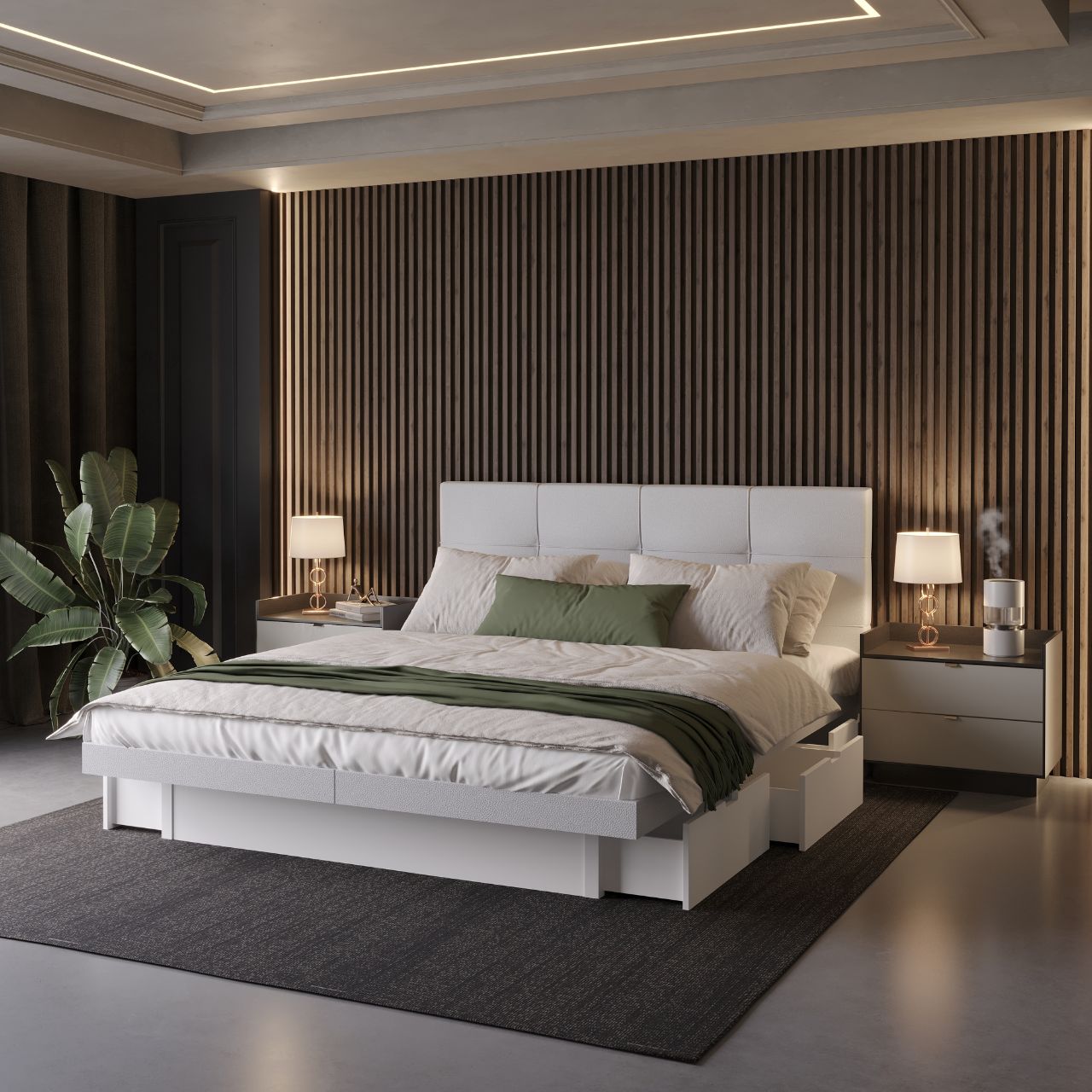 Split-Bettrahmen Wasserbett mit Stauraum