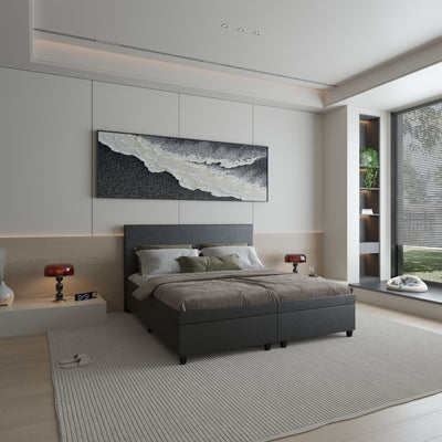 Stockholm Luxe Boxspringoptik Split Wasserbett von OCEANDREAMS – elegantes Polsterdesign mit Split-Rahmen in modernem Schlafzimmer