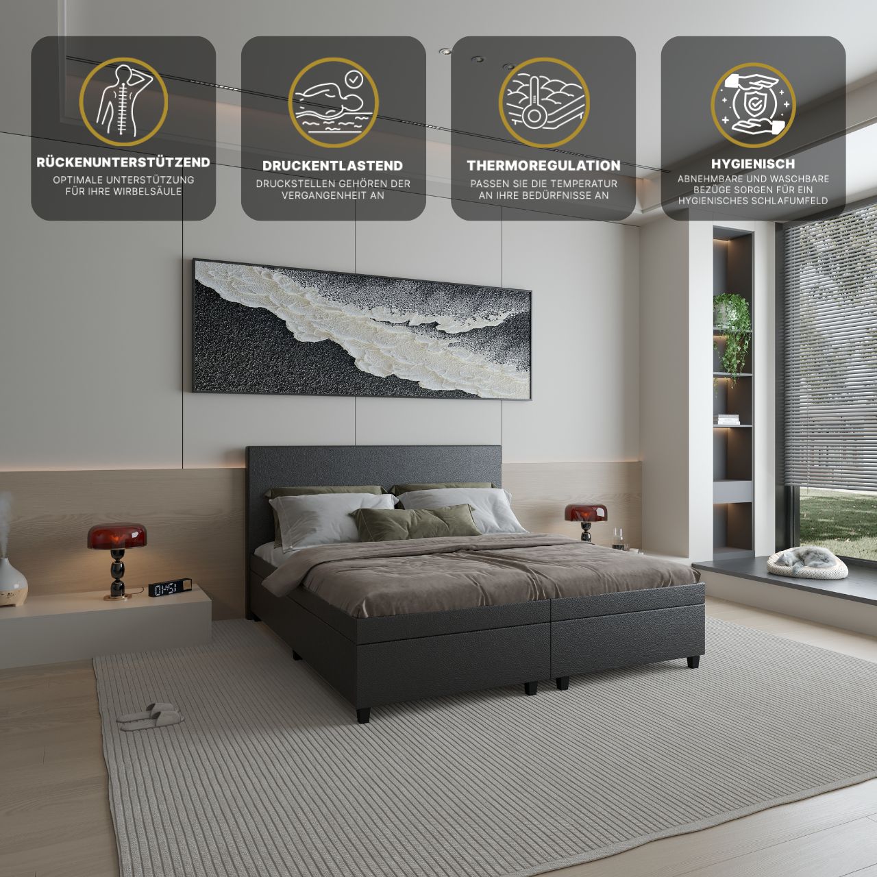 Stockholm Luxe Boxspringoptik Split Wasserbett