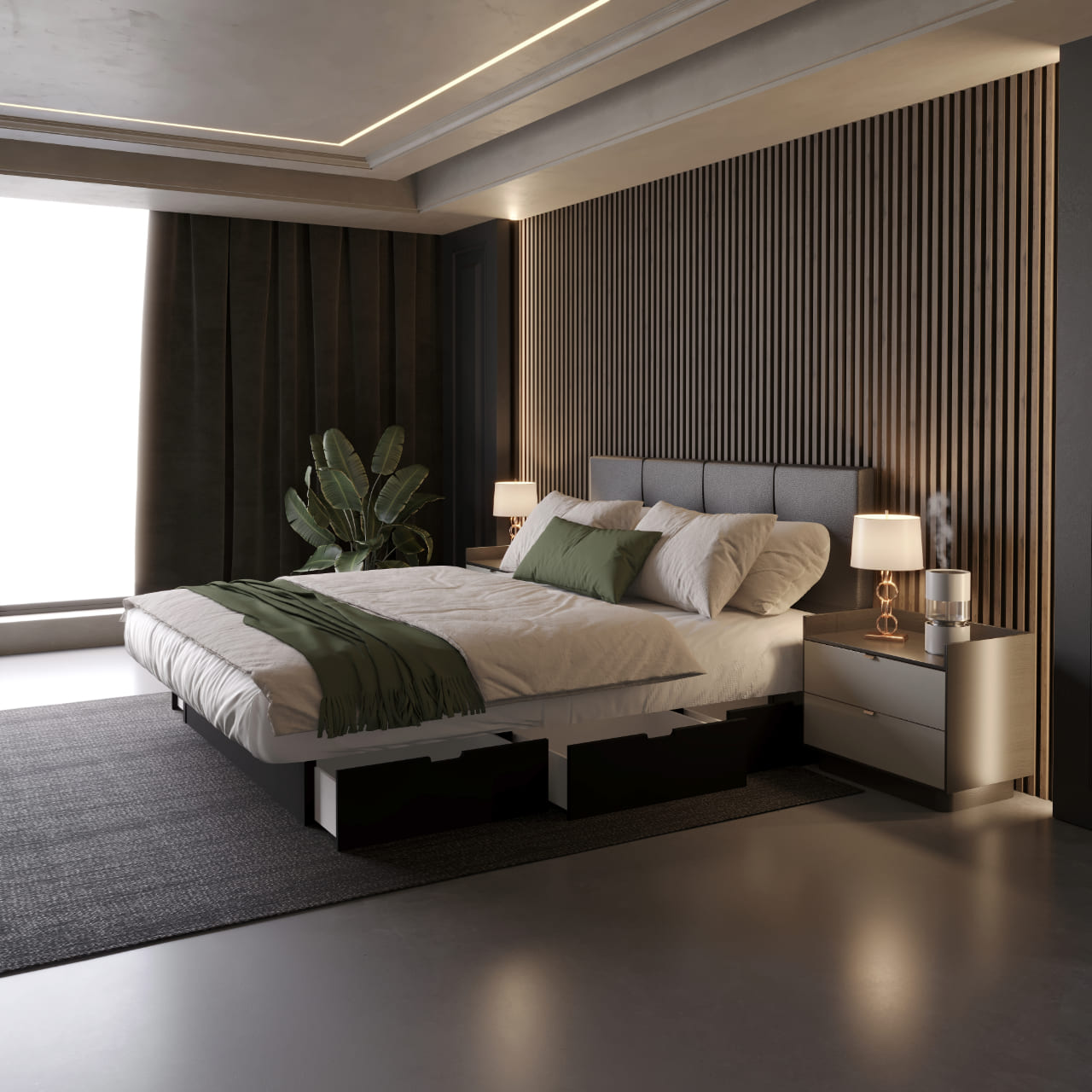 Klassisches Wasserbett mit Stauraum