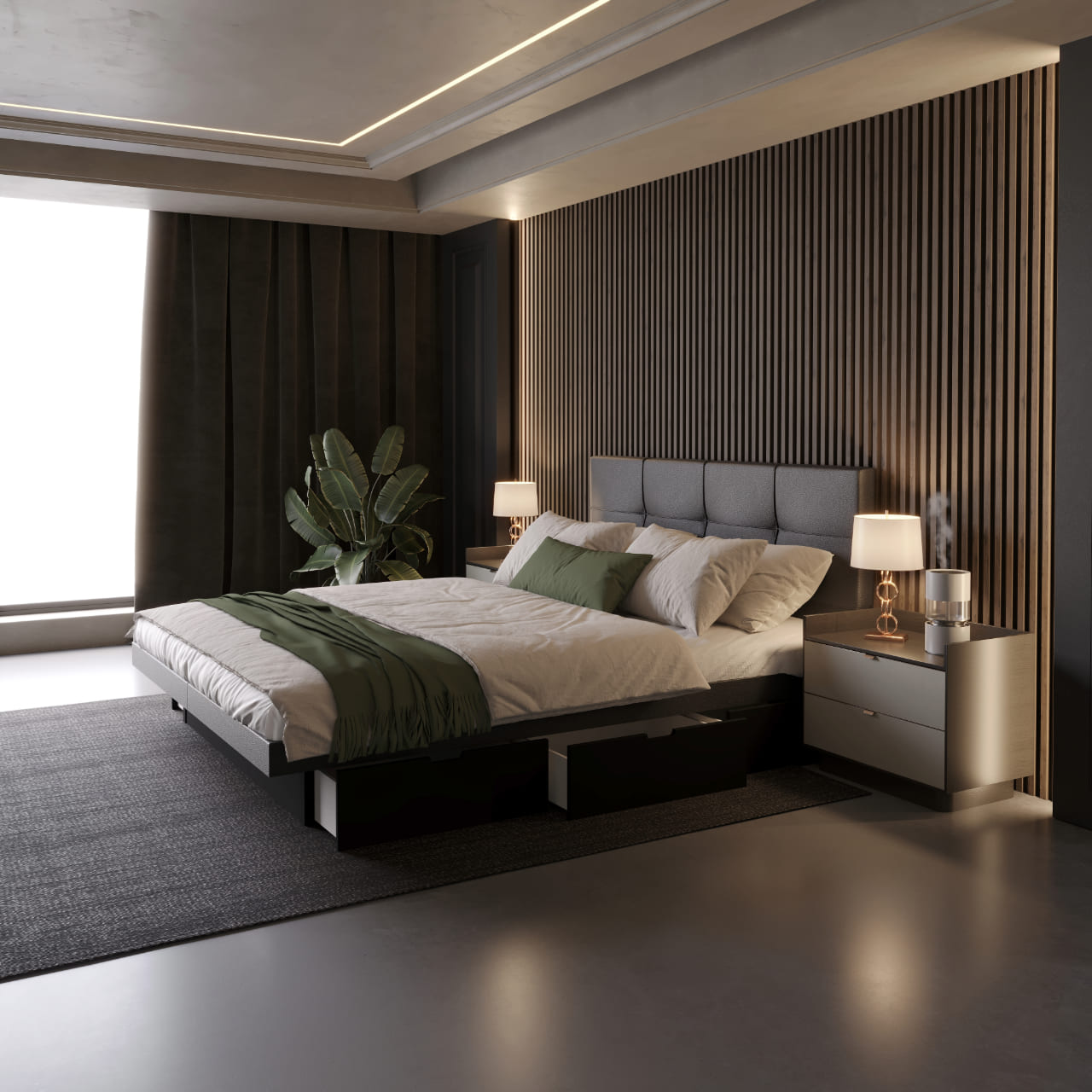 Split-Bettrahmen Wasserbett mit Stauraum